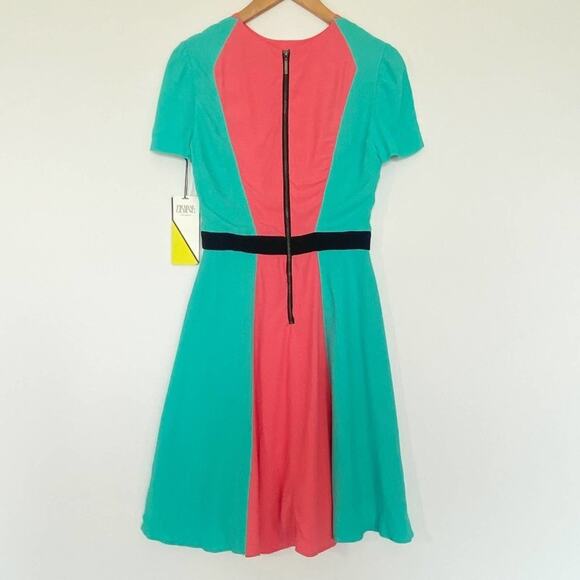 Prabal Gurung for Target Coral & Blue Colorblock Short Sleeve Mini Dress - Picture 6 of 14